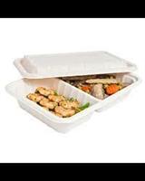 VASSOIO 2SCOMPARTI+COP.BIONIC 23X15X6CM BIANCO 800ML CF=50PZ