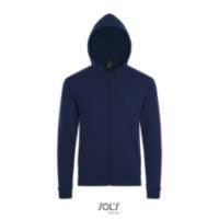 FELPA UNISEX C/CAPPUCCIO E ZIP MOD.STONE COLORE BLU OLTREMAR